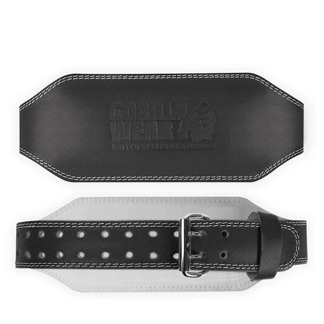 6 Inch Padded Leather Belt, Black/Black 3 6 Inch Padded Leather Belt, Black/Black