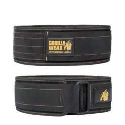 4 Inch Nylon Belt, Black/gold